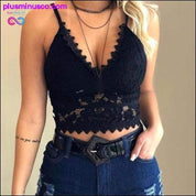 Solid Corset Lace Camis Tops For Women Soft Padded V-Neck - plusminusco.com