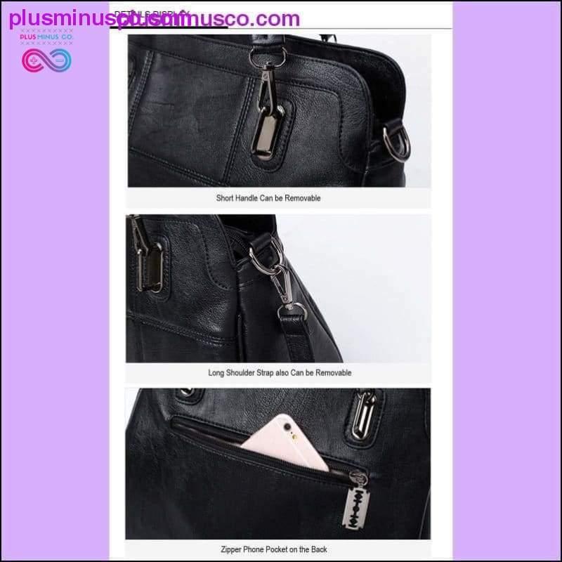 حقيبة يد نسائية من الجلد الطبيعي باللون الأسود بتصميم متطور - plusminusco.com