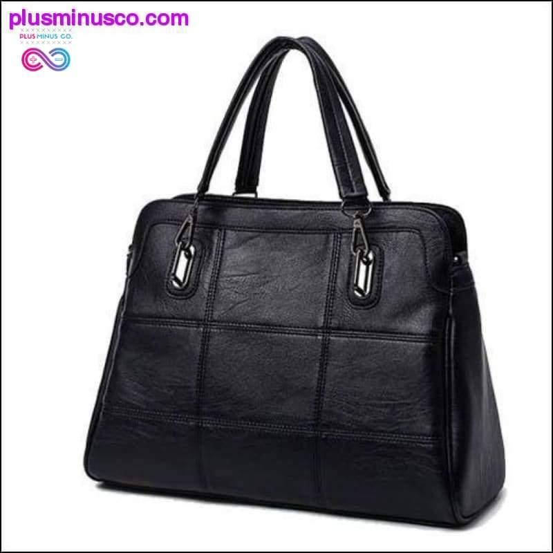 Schwarze Handtasche aus echtem Leder im eleganten Stil für Damen - plusminusco.com
