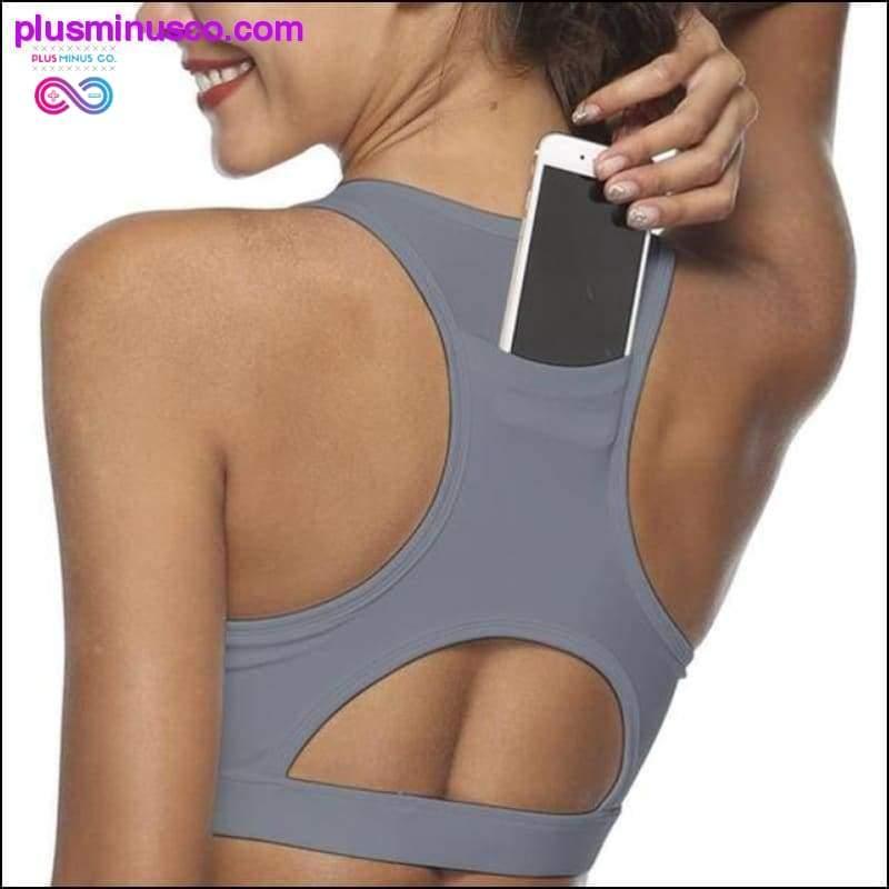 Sports Bra with Phone Back Pocket Medium Impact Racerback - plusminusco.com