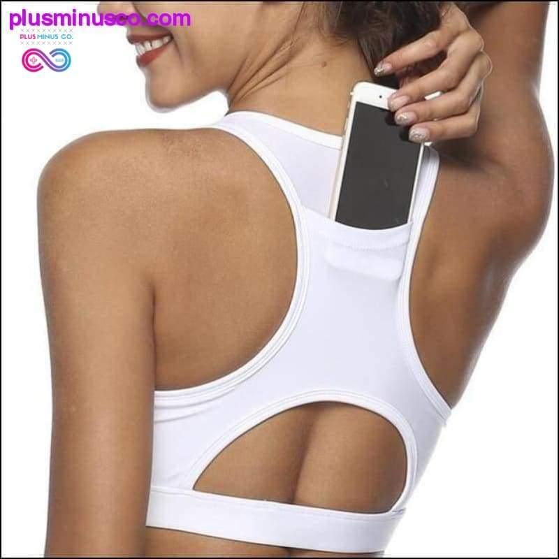 Sports Bra with Phone Back Pocket Medium Impact Racerback - plusminusco.com
