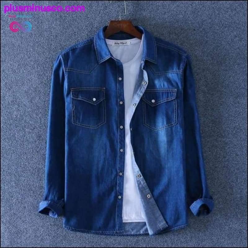Spring Autumn Men Denim Thin Shirt Long Sleeve Soft 100% - plusminusco.com