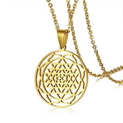 Sri Yantra Mandala Pendant Necklace in Black Lucky Charm Stainless Steel Blessed Energized Spiritual Jewelry 24 inch - plusminusco.com
