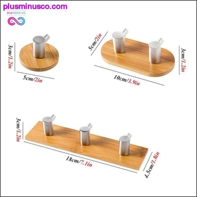 Stainless Steel Bamboo And Wood Three-row Hook - plusminusco.com