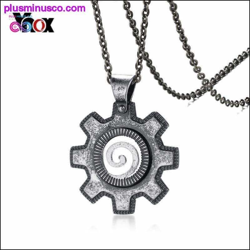 Stainless Steel Gear Necklace and Pendant Vintage Fashion - plusminusco.com
