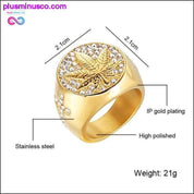Rustfritt stål Iced Out Bling Gold Color Ring med Micro - plusminusco.com