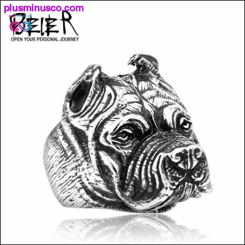 Rustfrit stål Titanium Animal Pit Bull Dog Ring - plusminusco.com