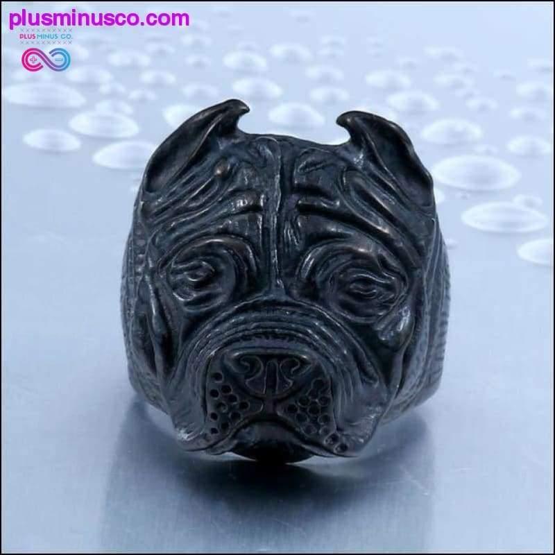 Rustfritt stål Titanium Animal Pit Bull Dog Ring - plusminusco.com