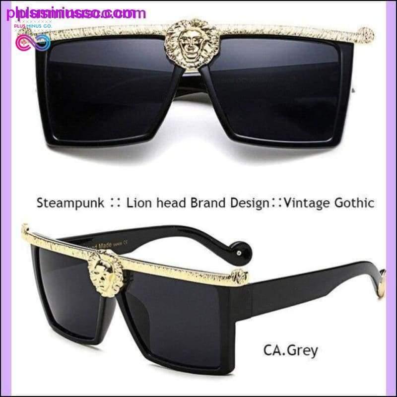 Σχεδιαστής επωνυμίας ανδρικών γυαλιών ηλίου Steampunk Gold 3D Lion Head - plusminusco.com