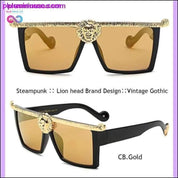 نظارات شمسية Steampunk للرجال باللون الذهبي ثلاثية الأبعاد من تصميم رأس الأسد - plusminusco.com