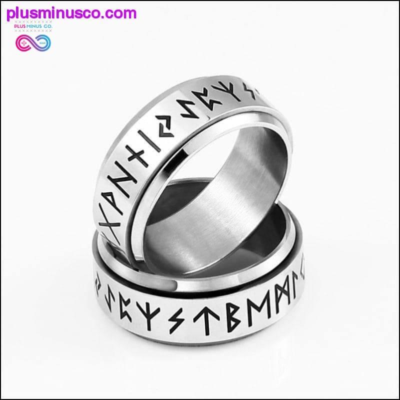 Steel Soldier Rotating Viking Rune Ring - plusminusco.com