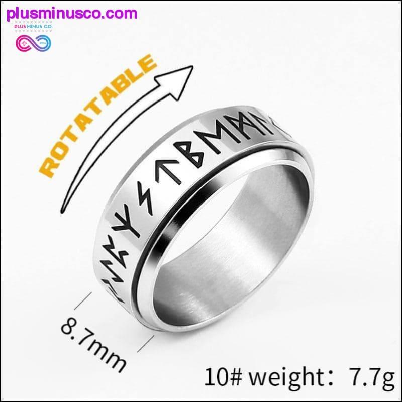 Steel Soldier Rotating Viking Rune Ring - plusminusco.com