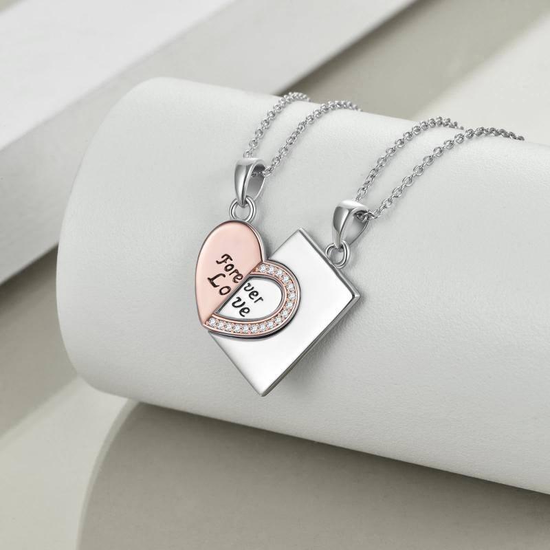 Passende Halskette für Paare aus Sterlingsilber mit Herz-Puzzle-Anhänger-Schmuck - plusminusco.com