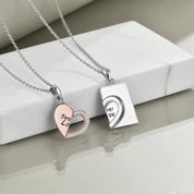 Colier asortat pentru cupluri din argint sterling, bijuterii cu pandantiv inimă puzzle - plusminusco.com