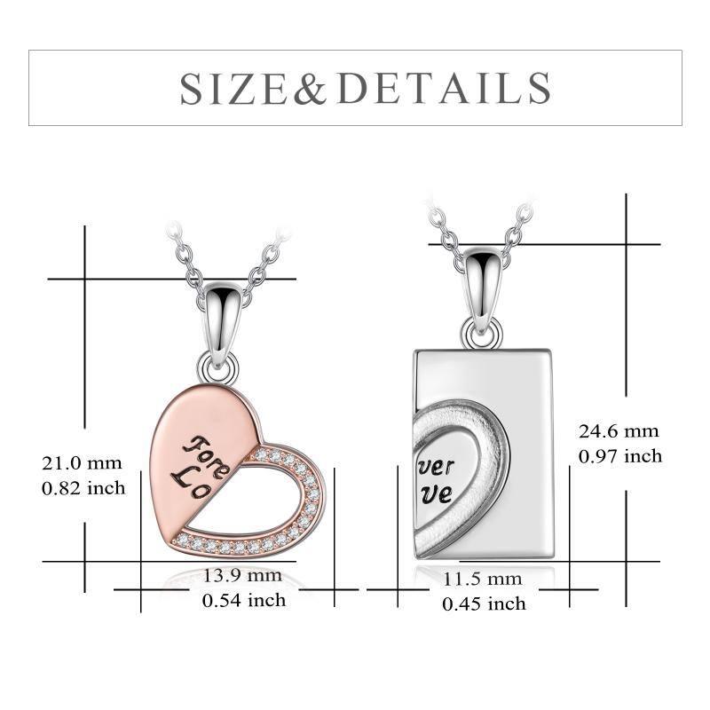Passende Halskette für Paare aus Sterlingsilber mit Herz-Puzzle-Anhänger-Schmuck - plusminusco.com