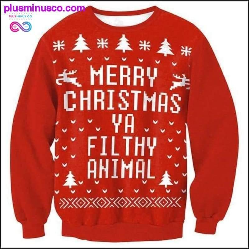 Stylish Unisex Santa Xmas Christmas Novelty Ugly RED Retro - plusminusco.com