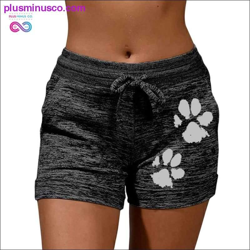 Summer Fast Drying Drawstring cat paw print shorts Lace Up - plusminusco.com