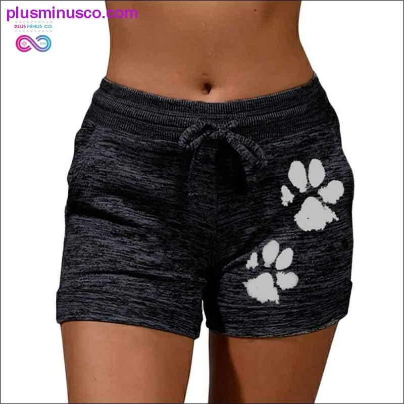 Summer Fast Drying Drawstring cat paw print shorts Lace Up - plusminusco.com