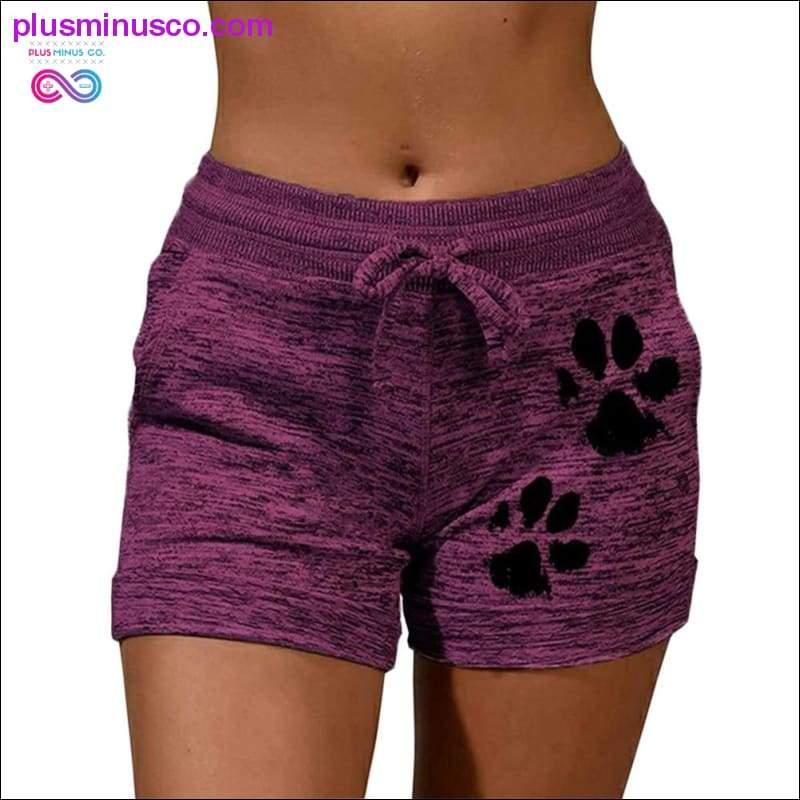 Summer Fast Drying Drawstring cat paw print shorts Lace Up - plusminusco.com