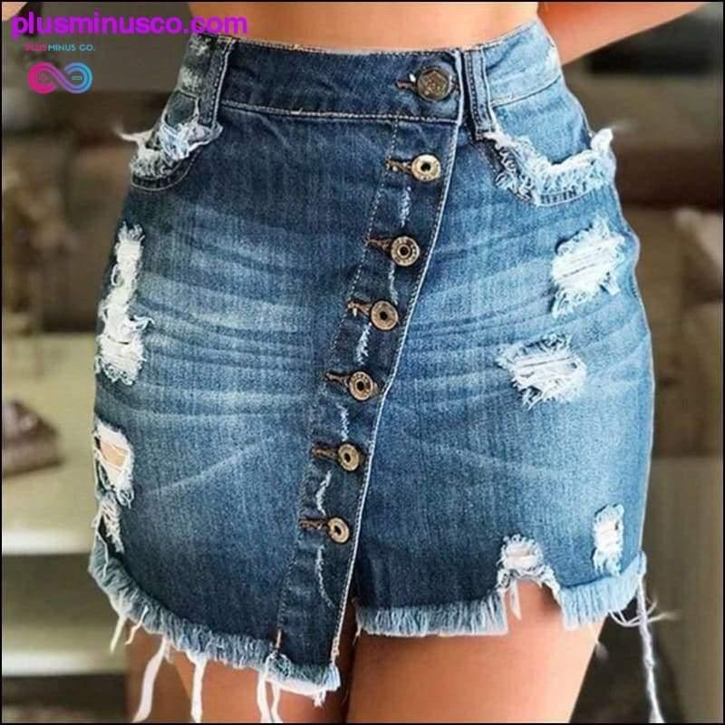 Літня освіжаюча жіноча модна джинсова спідниця на блискавці casual - plusminusco.com