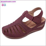 Chaussures d'été femmes sandales PU boucle dames rétro couture - plusminusco.com