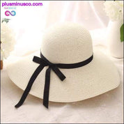 قبعة القش الصيفية للنساء قبعة الشاطئ ذات الحافة العريضة الكبيرة قبعة الشمس - plusminusco.com