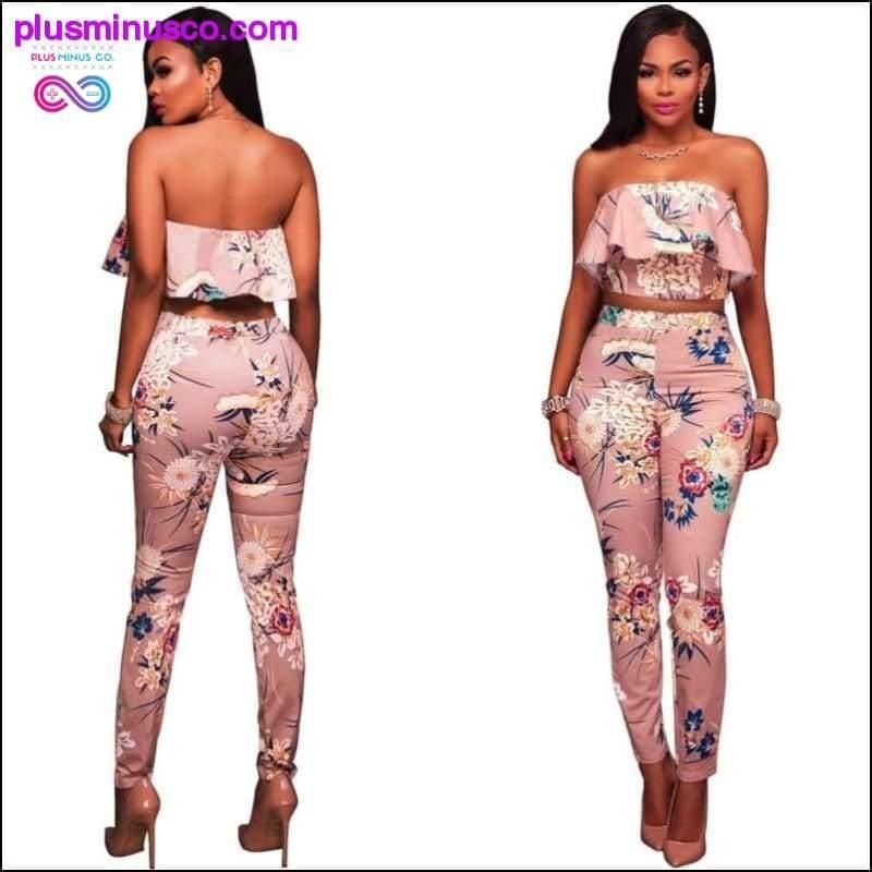 Summer Women Clothes Plus size Flower two piece set Print - plusminusco.com
