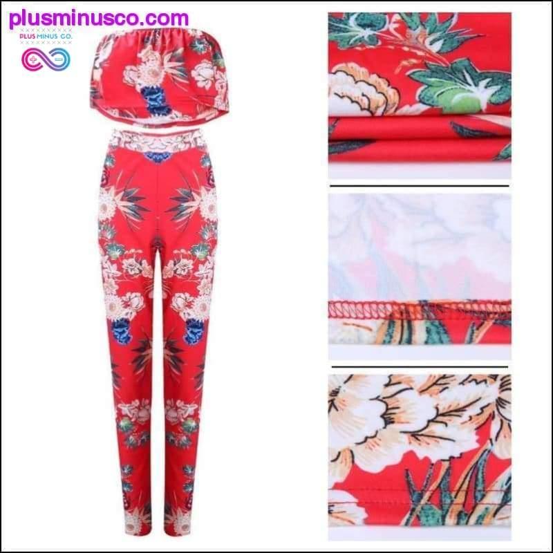 Summer Women Clothes Plus size Flower two piece set Print - plusminusco.com