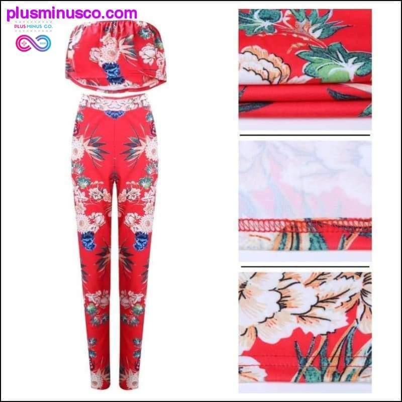 Sommertøj til kvinder Plus size Blomster sæt i to dele Print - plusminusco.com