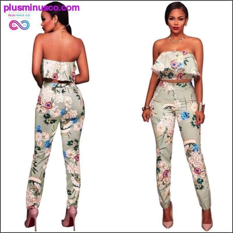 Summer Women Clothes Plus size Flower two piece set Print - plusminusco.com