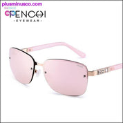 النظارات الشمسية النسائية مصمم العلامة التجارية الفاخرة بدون شفة الرجعية الوردي - plusminusco.com