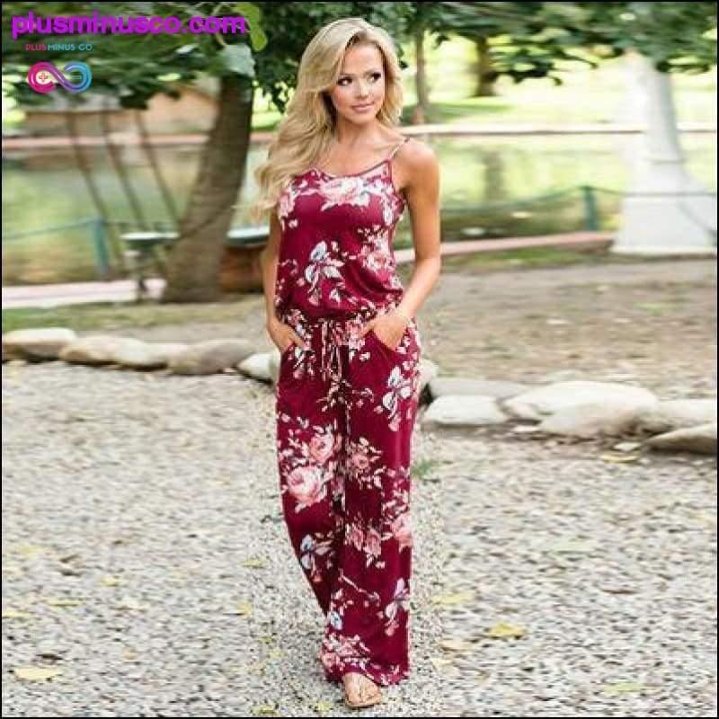 Super Comfy Floral Jumpsuit Fashion Trend Sling Print Loose - plusminusco.com