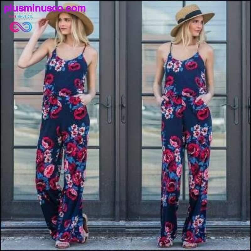 Super Comfy Floral Jumpsuit Fashion Trend Sling Print Loose - plusminusco.com