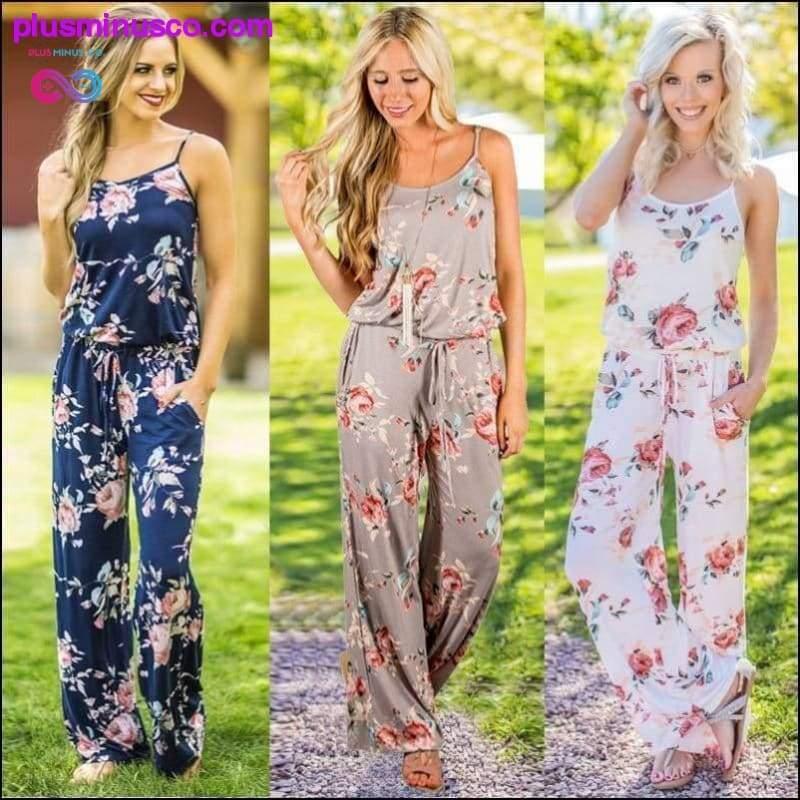 Super Comfy Floral Jumpsuit Fashion Trend Sling Print Loose - plusminusco.com