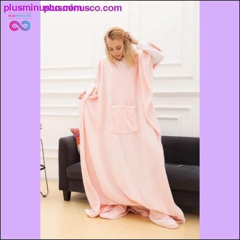 Super Soft Fleece Portable & Wearable Blanket with Sleeves - plusminusco.com