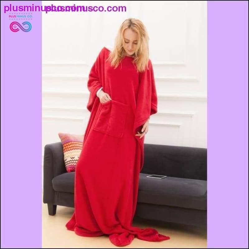 Super Soft Fleece Portable & Wearable Blanket with Sleeves - plusminusco.com