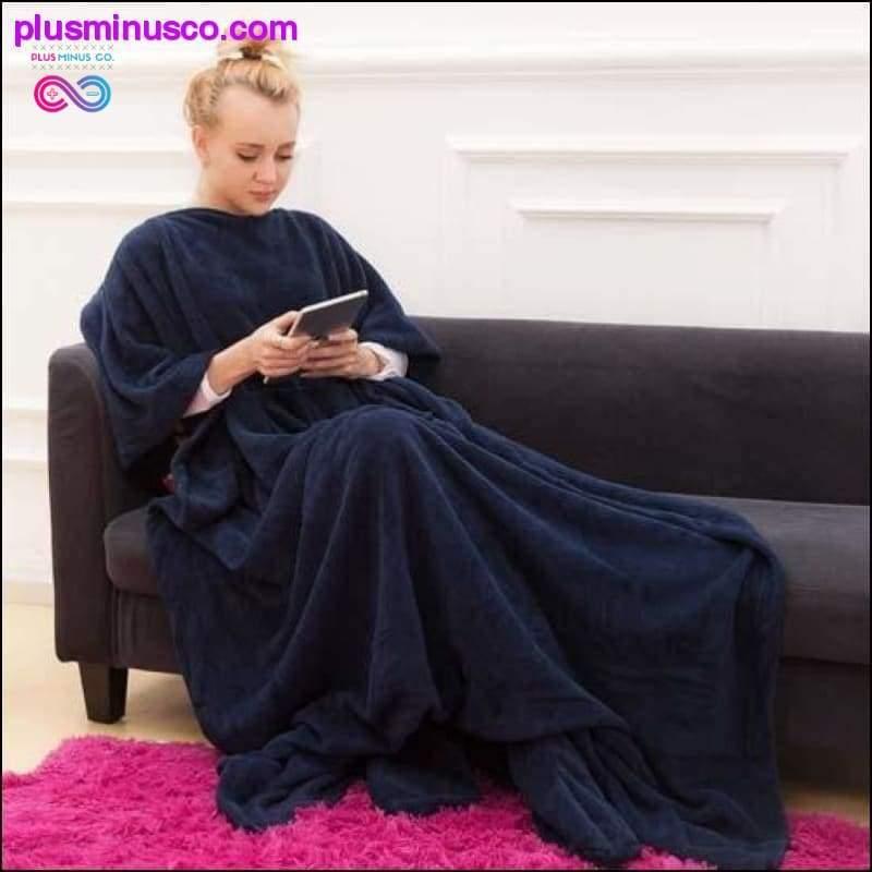 Super Soft Fleece Portable & Wearable Blanket with Sleeves - plusminusco.com