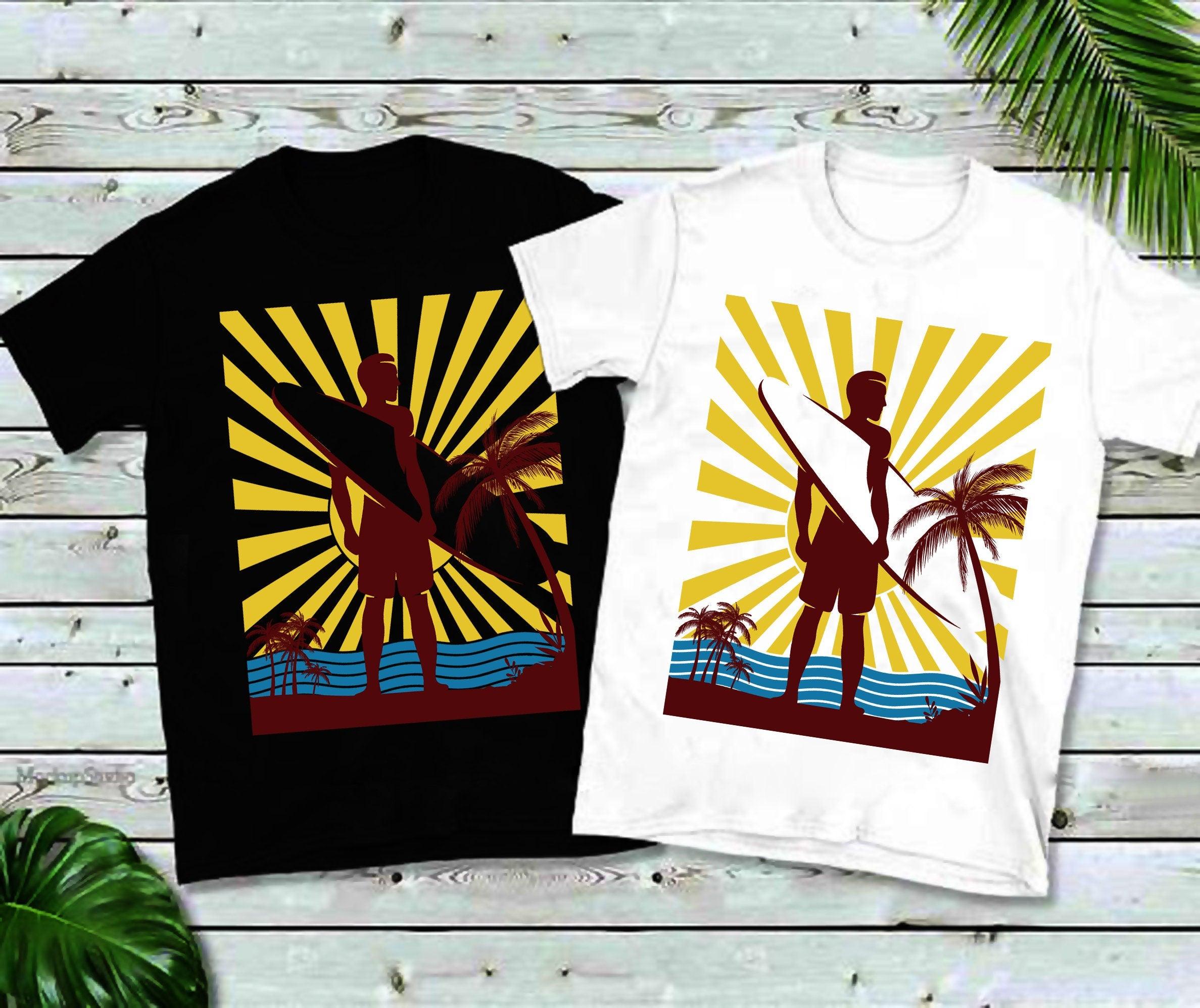 Surfer Vintage | Retro saulėlydžio marškinėliai, senovinis irklavimas stovint – irklavimo lentos marškinėliai, irklentės banglentės, paplūdimio banglentės, irklentės paplūdimyje – plusminusco.com