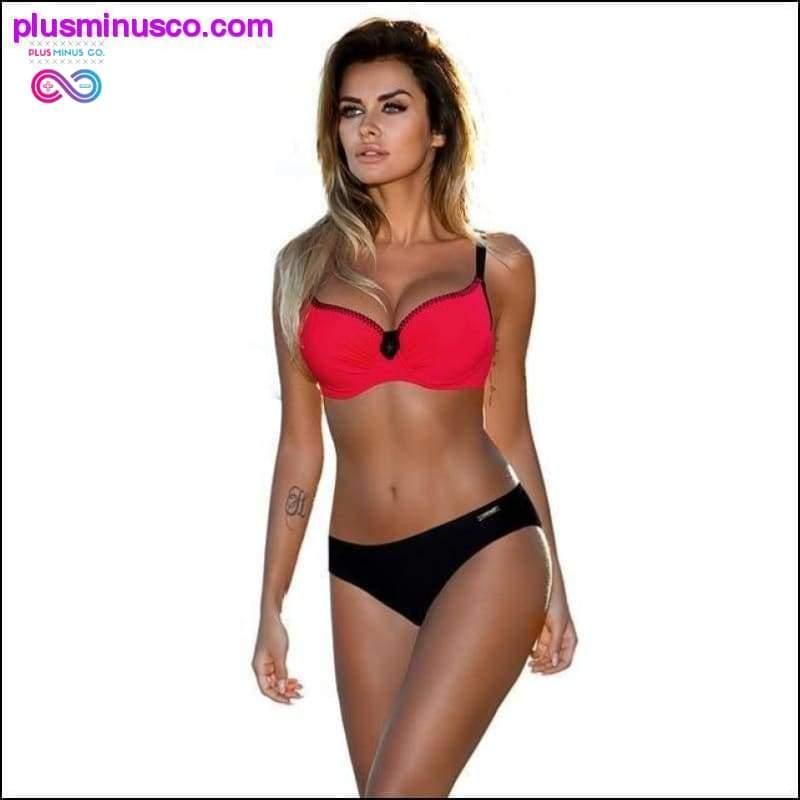 Fürdőruha piros Push Up bikini szett nagyméretű női fürdőruha - plusminusco.com