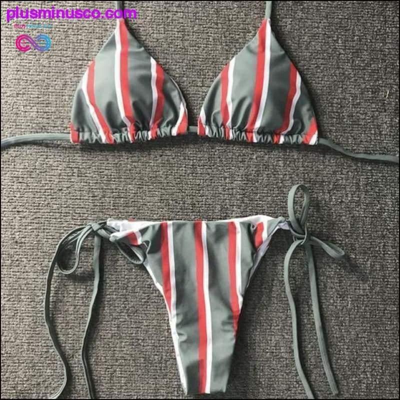 Costume de baie Summer Striped Push-Up Padded Bra Beach - plusminusco.com