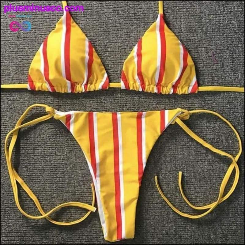 Plavky Summer Striped Push-Up Padded Bra Beach - plusminusco.com