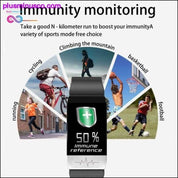 Faixa de relógio inteligente T1 com ECG de medida imunológica de temperatura - plusminusco.com