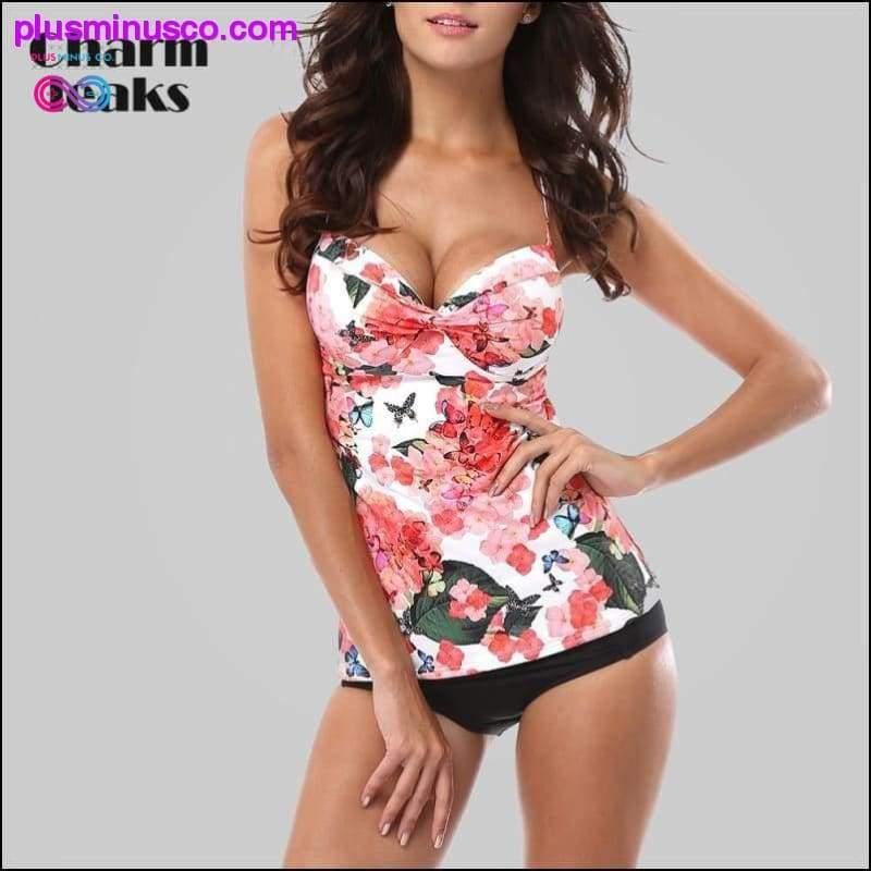 Tankini Set Women Swimsuits Retro Floral Print Swimwear - plusminusco.com
