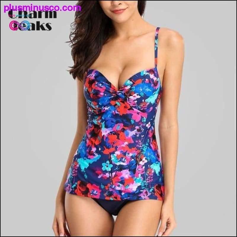 Tankini Set Women Swimsuits Retro Floral Print Swimwear - plusminusco.com