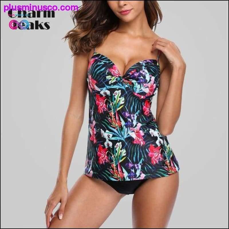 Tankini Set Women Swimsuits Retro Floral Print Swimwear - plusminusco.com