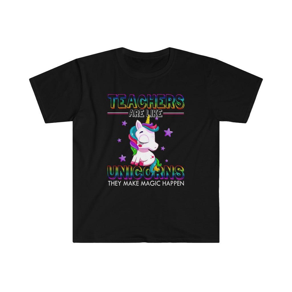 Teachers Like Unicorns Make Magic Happen T-Shirts, teacher birthday gift, back to school, teacher personalized gifts - plusminusco.com