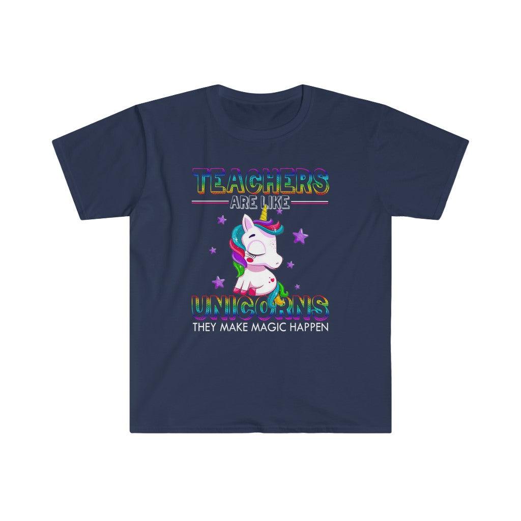 Teachers Like Unicorns Make Magic Happen T-Shirts, teacher birthday gift, back to school, teacher personalized gifts - plusminusco.com