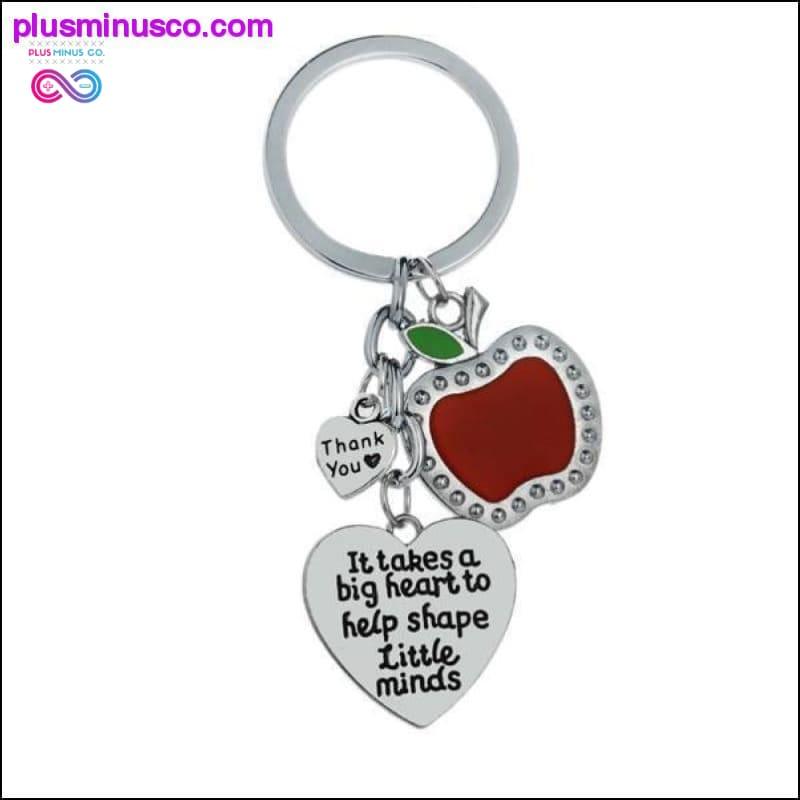 Ďakujeme, učitelia milujú srdce Keychain Chic Red Apple - plusminusco.com