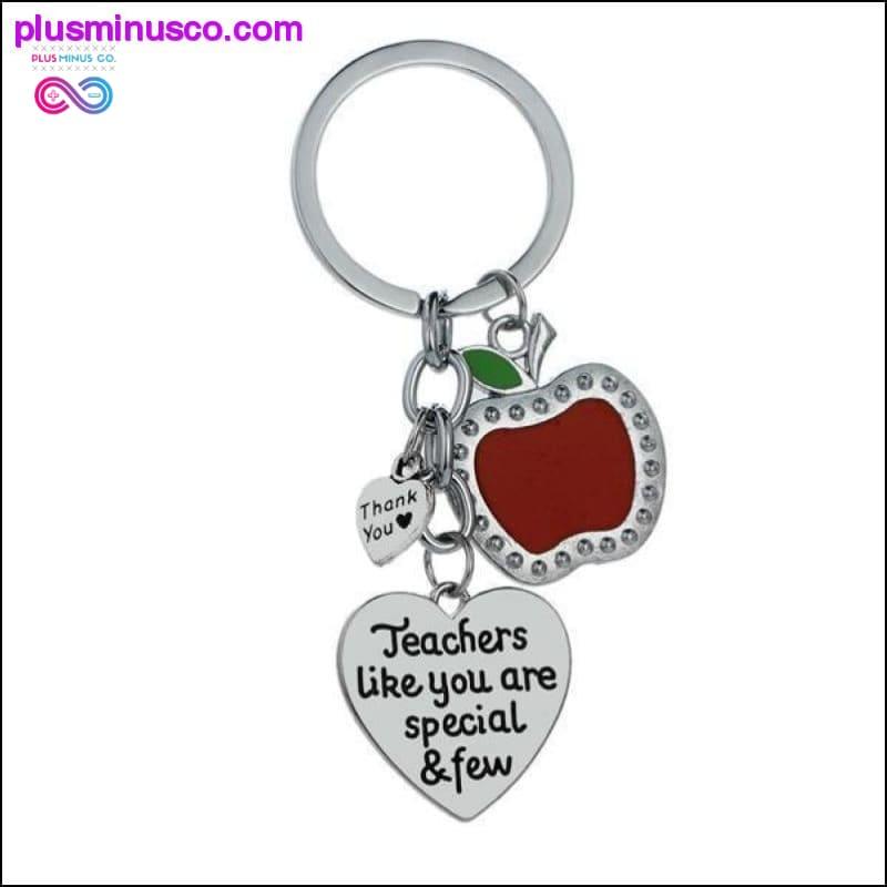 Paldies Skolotājiem Love Heart Keychain Chic Red Apple - plusminusco.com