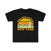 Marele Măr New York | Tricouri retro apus de soare, tricou cu suvenir cu orizontul orașului New York, costum pentru petreceri din NYC, vizitați Trip Travel NY, Manhattan - plusminusco.com